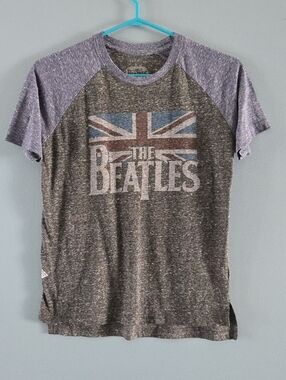 The Beatles Gray and Blue Raglan Short Sleeve Tee Ladies Lg